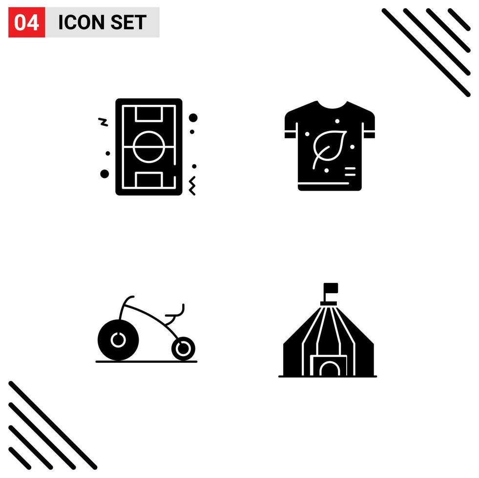 conjunto de pictogramas de glifos sólidos simples de camiseta de fútbol soccer eco bicicleta elementos de diseño vectorial editables vector