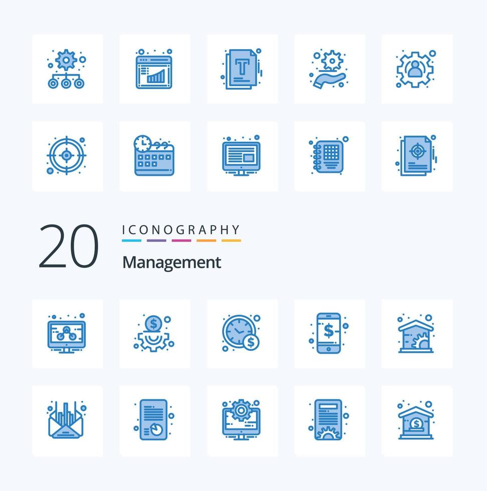 20 Management Blue Color icon Pack like management management business home smart vector