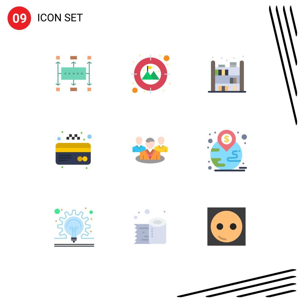 Pack of 9 Modern Flat Colors Signs and Symbols for Web Print Media such as conversation chat home group card Editable Vector Design Elements