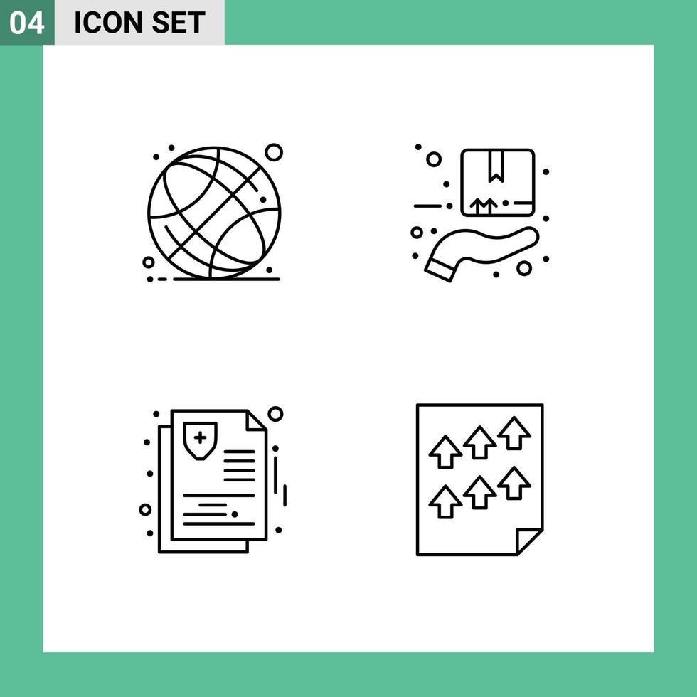 Universal Icon Symbols Group of 4 Modern Filledline Flat Colors of world globe health school delivery medical Editable Vector Design Elements