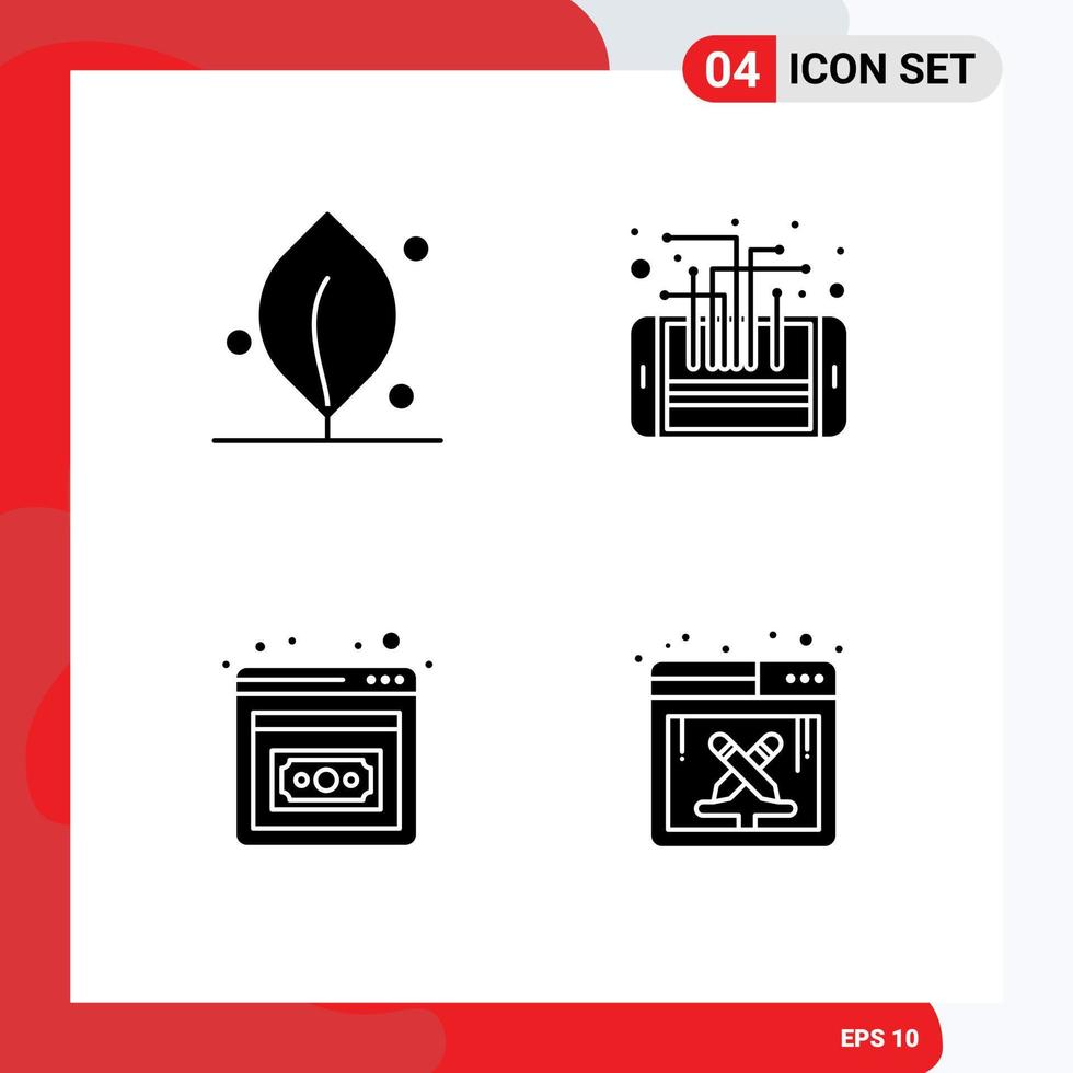 Modern Set of Solid Glyphs and symbols such as ecology entrepreneurship circuit processor design Editable Vector Design Elements