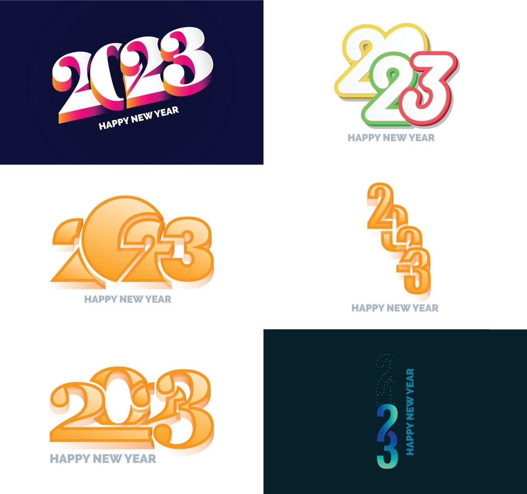 gran conjunto de 2023 feliz año nuevo diseño de texto de logotipo plantilla de diseño de número 2023 vector