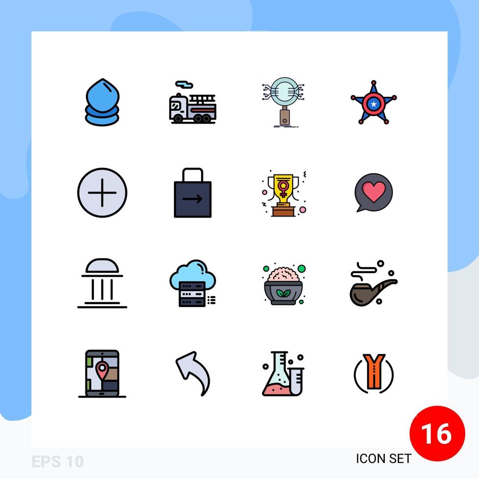 paquete de iconos de vectores de stock de 16 signos y símbolos de línea para los hombres de estrellas de búsqueda de círculo de EE. UU. Elementos de diseño de vectores creativos editables
