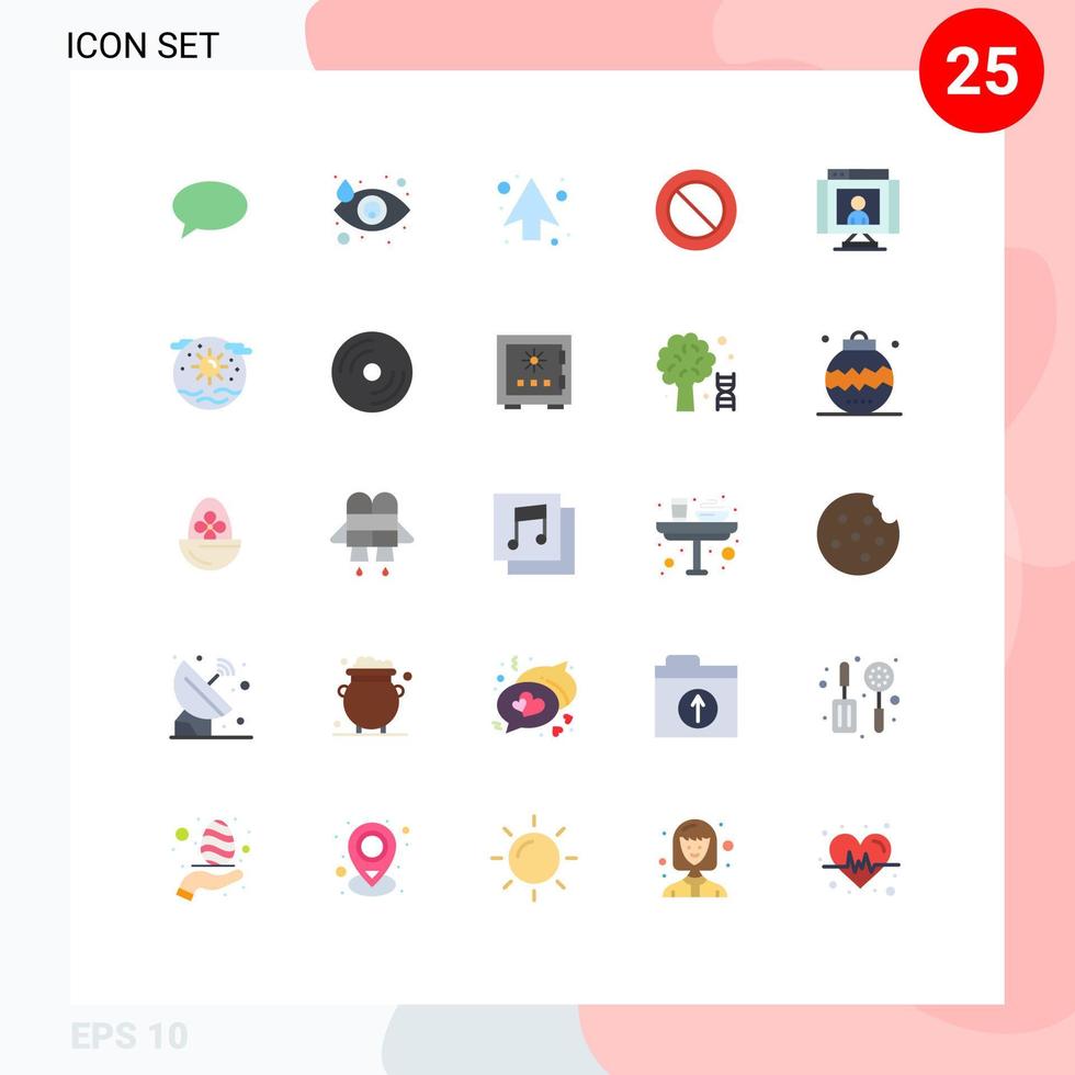 25 Universal Flat Color Signs Symbols of technology call arrow set ban Editable Vector Design Elements