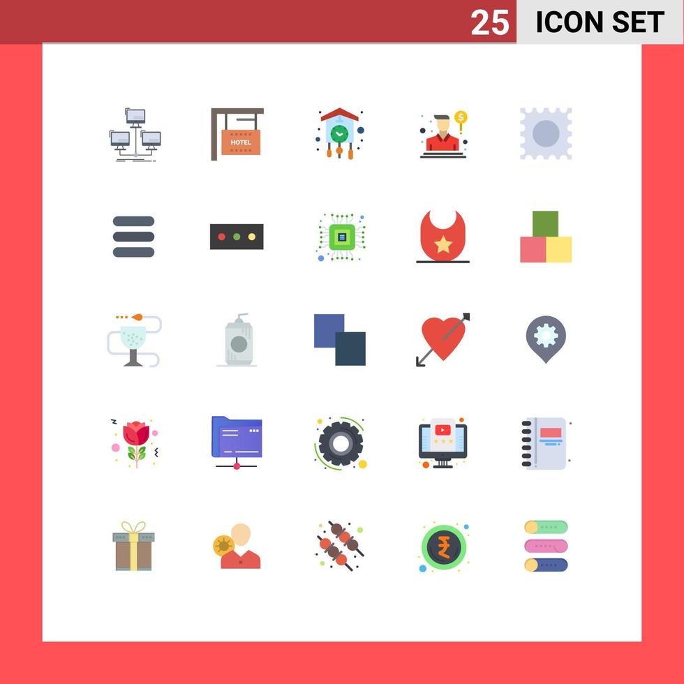 Mobile Interface Flat Color Set of 25 Pictograms of salesman person hotel agent cuckoo Editable Vector Design Elements
