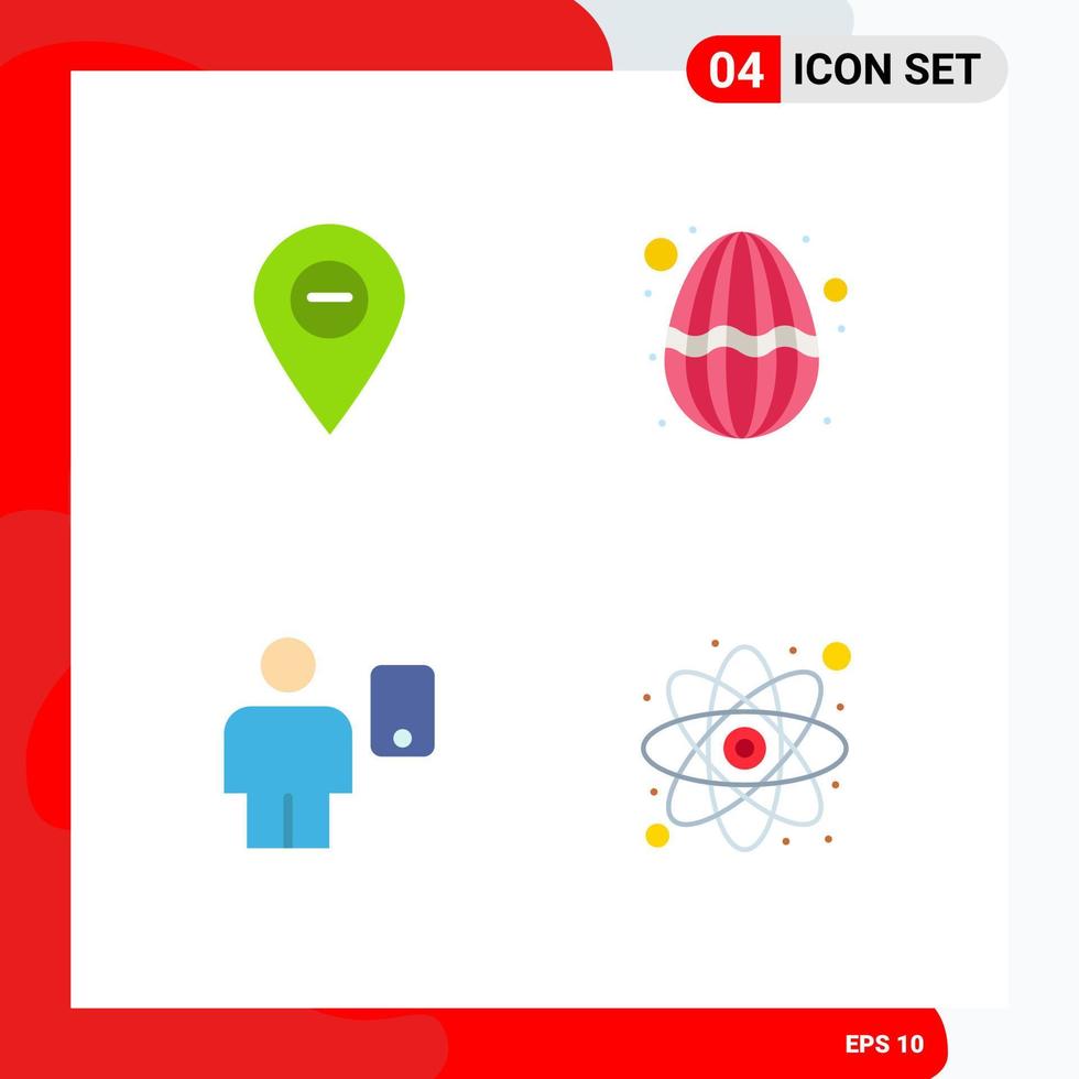 4 Universal Flat Icons Set for Web and Mobile Applications minimize avatar marker egg device Editable Vector Design Elements