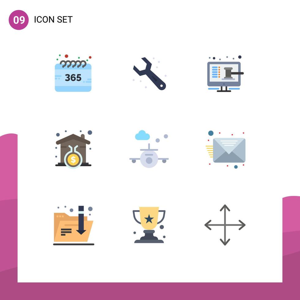 Set of 9 Modern UI Icons Symbols Signs for beach signature online mortgage shop Editable Vector Design Elements