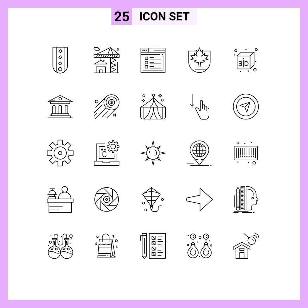 Modern Set of 25 Lines and symbols such as shield leaf building security website Editable Vector Design Elements
