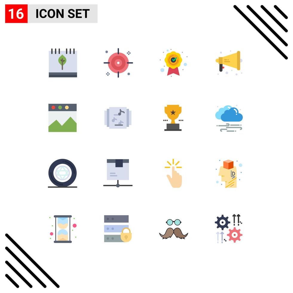16 iconos creativos signos y símbolos modernos de análisis de sitios web paquete editable de megáfono de advertencia de la mejor calidad de elementos de diseño de vectores creativos