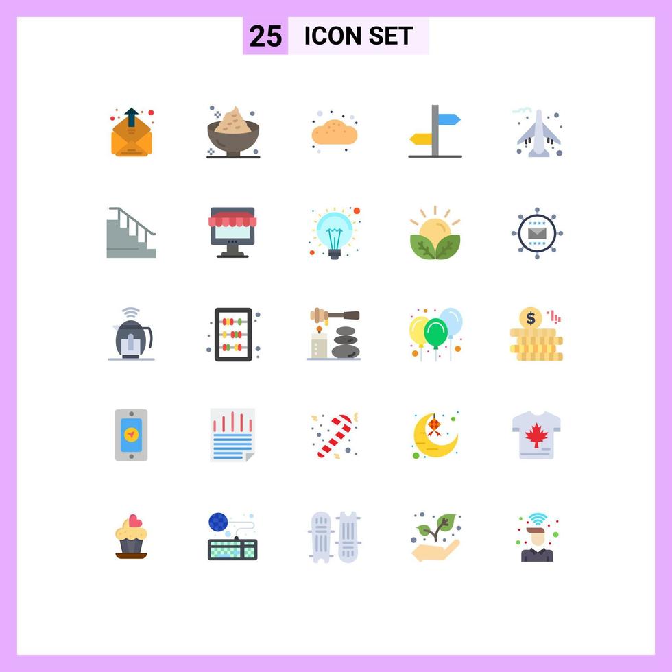 Group of 25 Modern Flat Colors Set for airplane board potato logistic pastry Editable Vector Design Elements