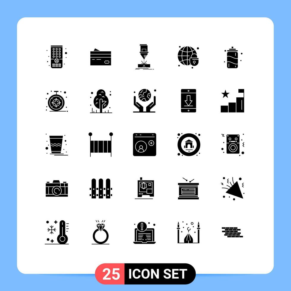 25 Creative Icons Modern Signs and Symbols of globe steel finance laser engineering Editable Vector Design Elements