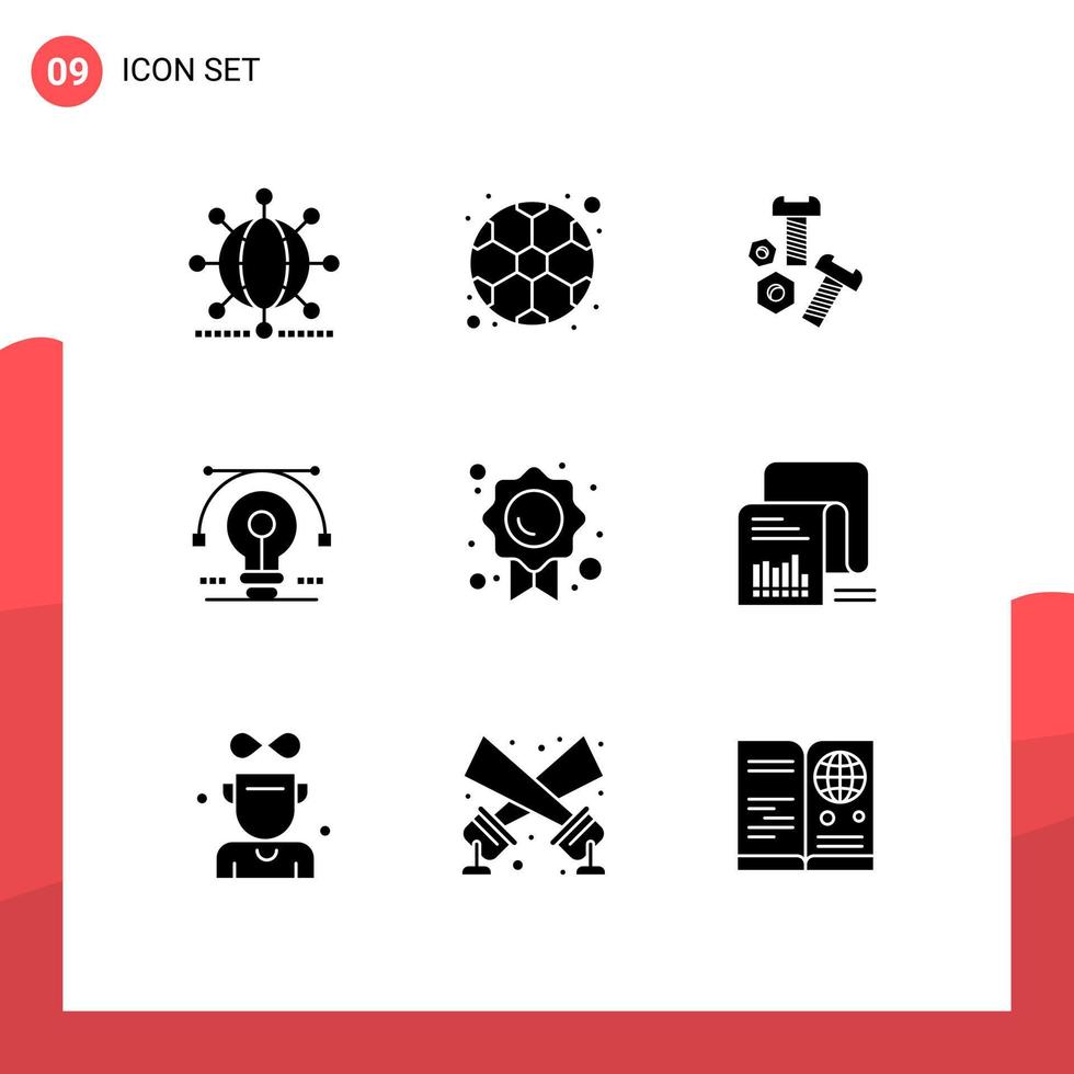 Stock Vector Icon Pack of 9 Line Signs and Symbols for drawing solution game idea tools Editable Vector Design Elements