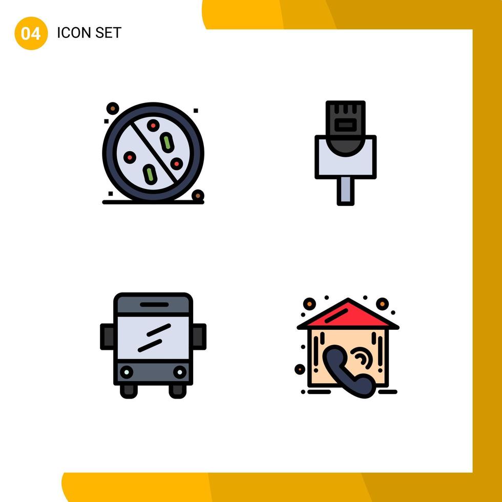 4 Creative Icons Modern Signs and Symbols of anti school healthcare cable call Editable Vector Design Elements
