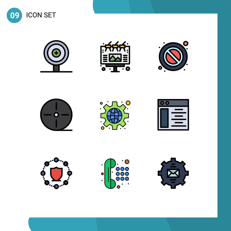 9 Creative Icons Modern Signs and Symbols of settings global stop configuration gadgets Editable Vector Design Elements