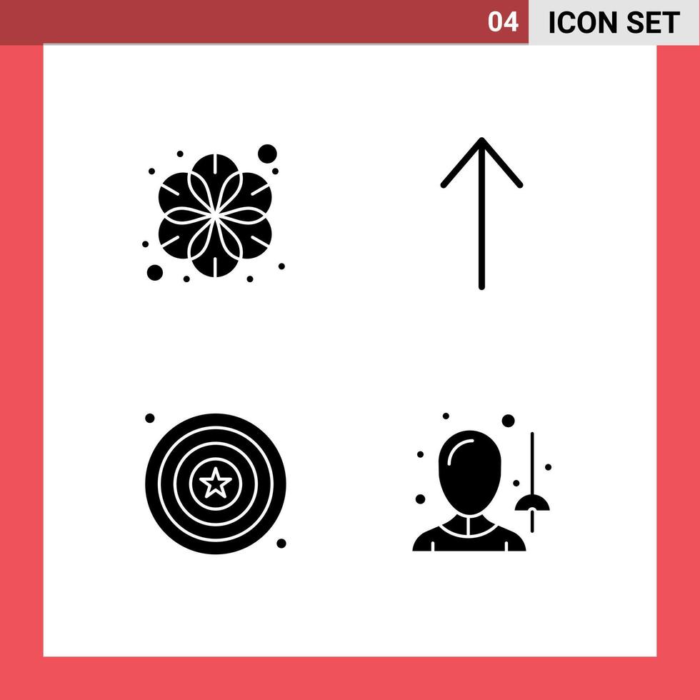 4 Universal Solid Glyph Signs Symbols of chinese shield spa celebration fencing Editable Vector Design Elements