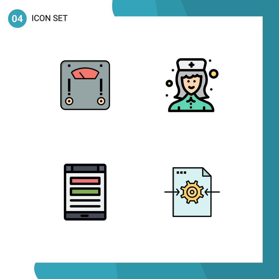 4 Creative Icons Modern Signs and Symbols of machine internet weight hospital nurse smartphone Editable Vector Design Elements
