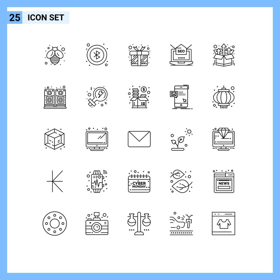 Group of 25 Modern Lines Set for product bundle love web setting Editable Vector Design Elements
