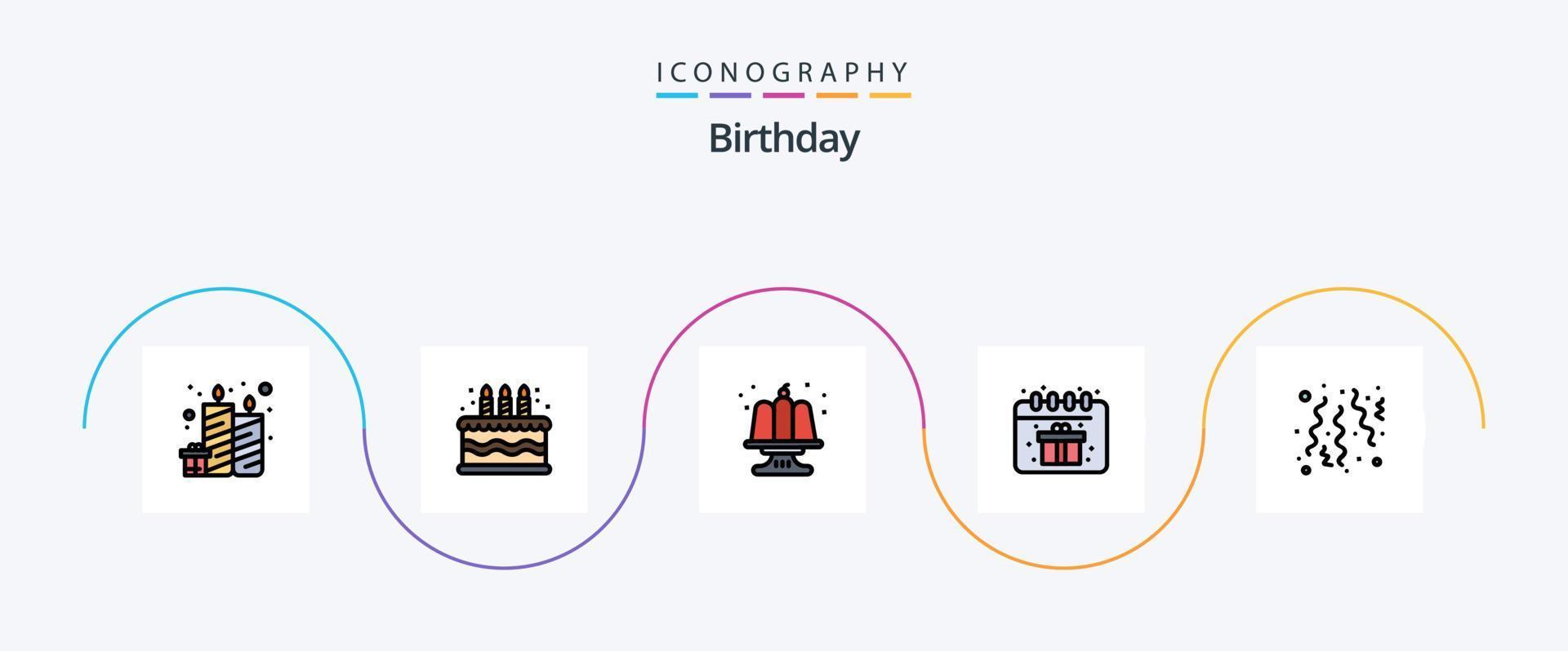 paquete de 5 iconos planos llenos de línea de cumpleaños que incluye fiesta. celebrar. pastel. cumpleaños. calendario vector