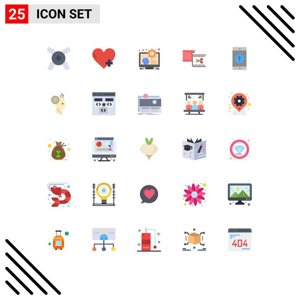 25 Creative Icons Modern Signs and Symbols of mobile application application education movie edit Editable Vector Design Elements