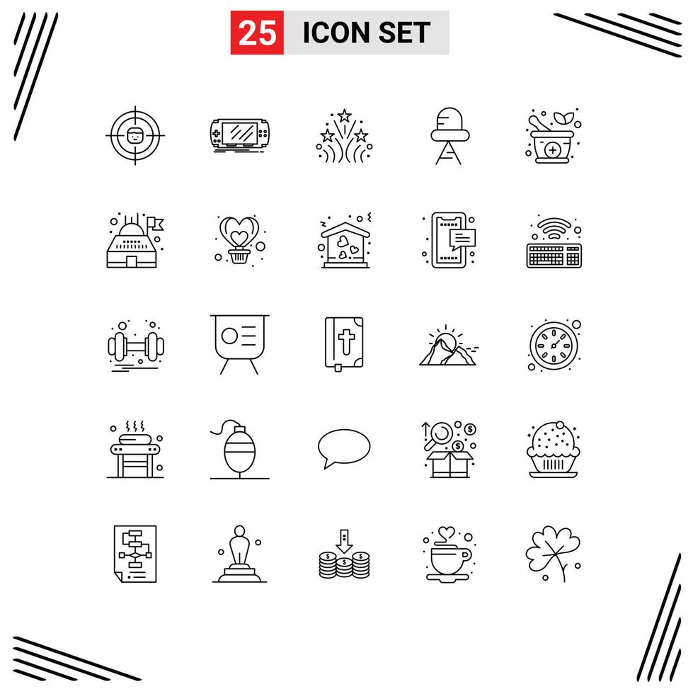 Universal Icon Symbols Group of 25 Modern Lines of herbal led gaming diode love Editable Vector Design Elements