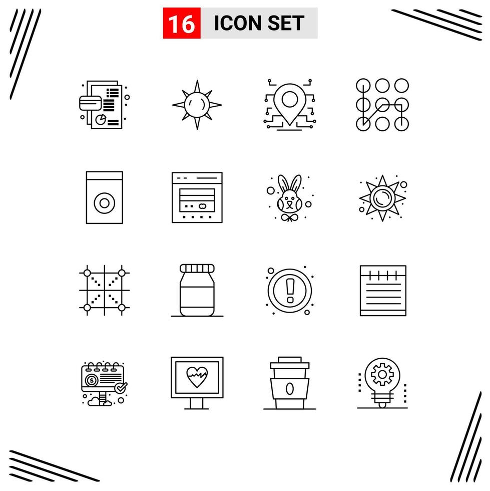 16 Thematic Vector Outlines and Editable Symbols of household security location secure pattern Editable Vector Design Elements