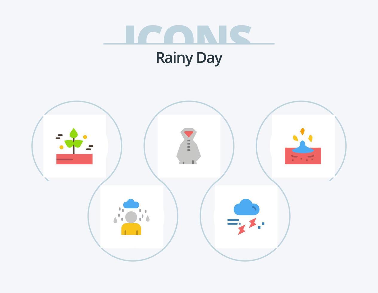 Rainy Flat Icon Pack 5 Icon Design. rain. rainy. agriculture. rain. rainy vector