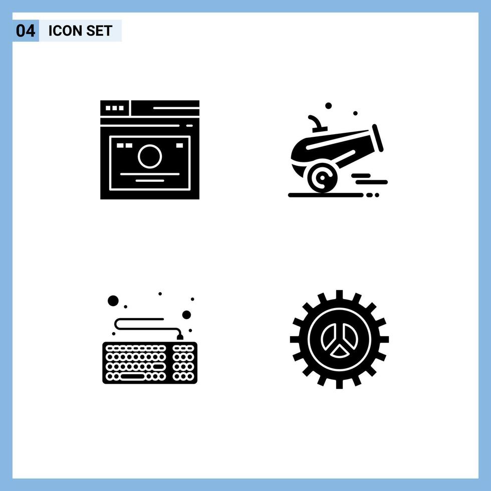 User Interface Pack of 4 Basic Solid Glyphs of layout computer quicklinks iftar hardware Editable Vector Design Elements
