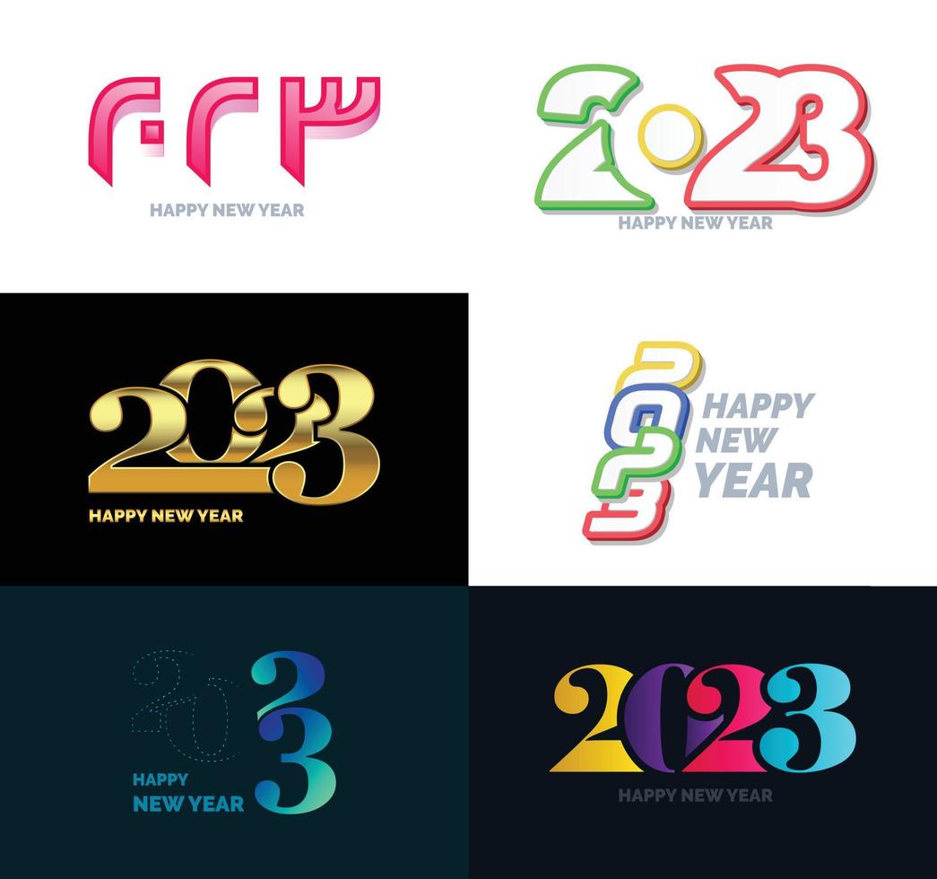 Big Set of 2023 Happy New Year logo text design 2023 number design template vector