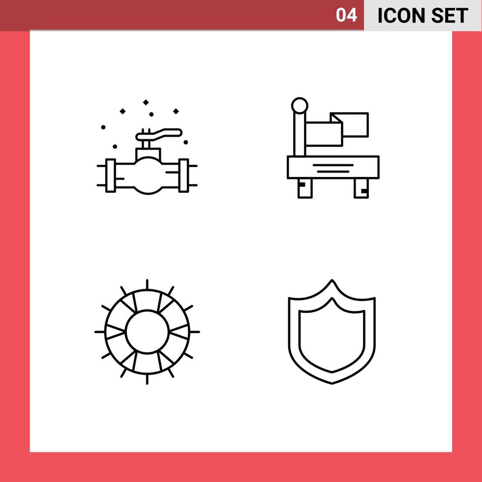 Line Pack of 4 Universal Symbols of mechanical lifesaver system transportation support Editable Vector Design Elements