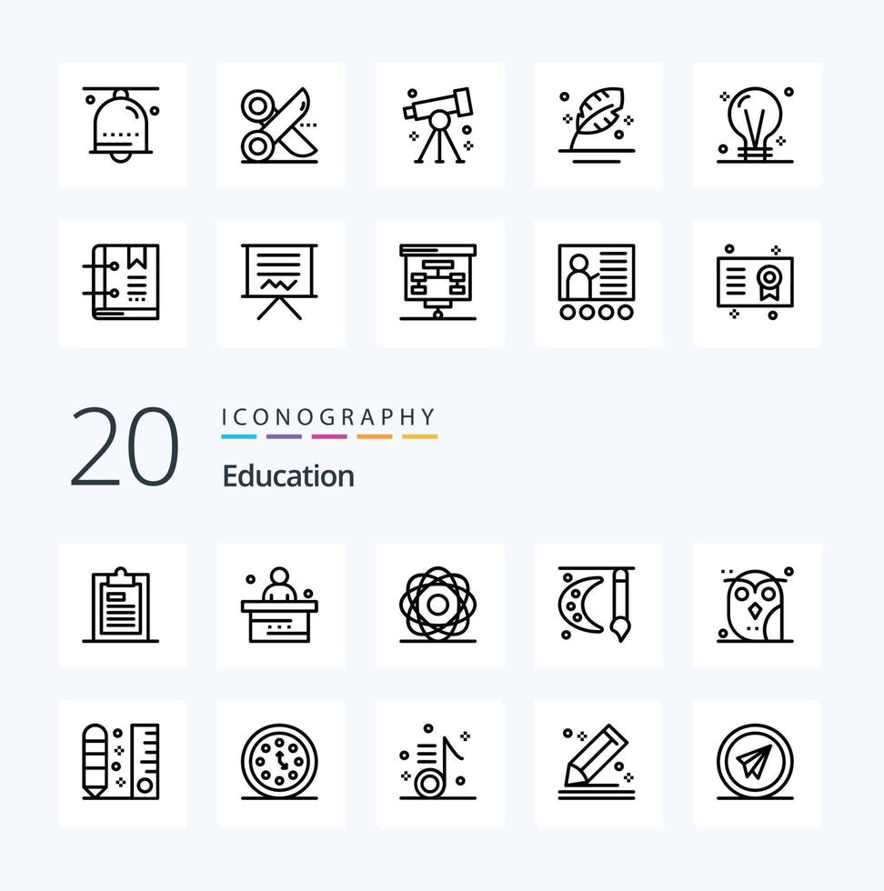 20 Education Line icon Pack like painting art student physics molecule vector