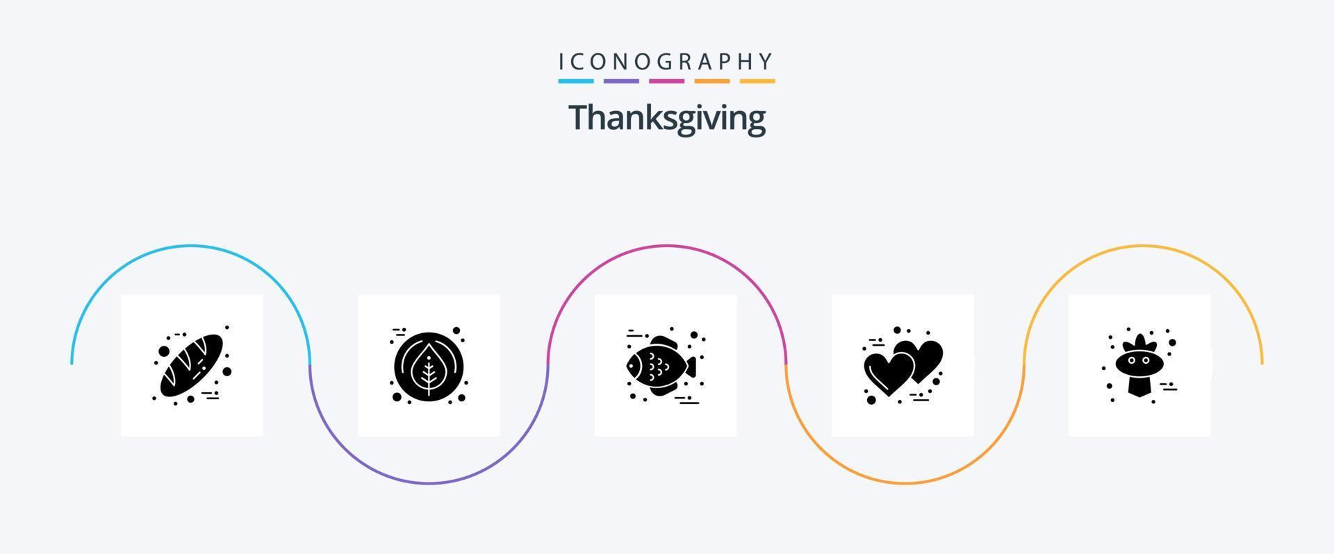 Thanksgiving Glyph 5 Icon Pack Including thanksgiving. bird. food. autumn. romantic vector