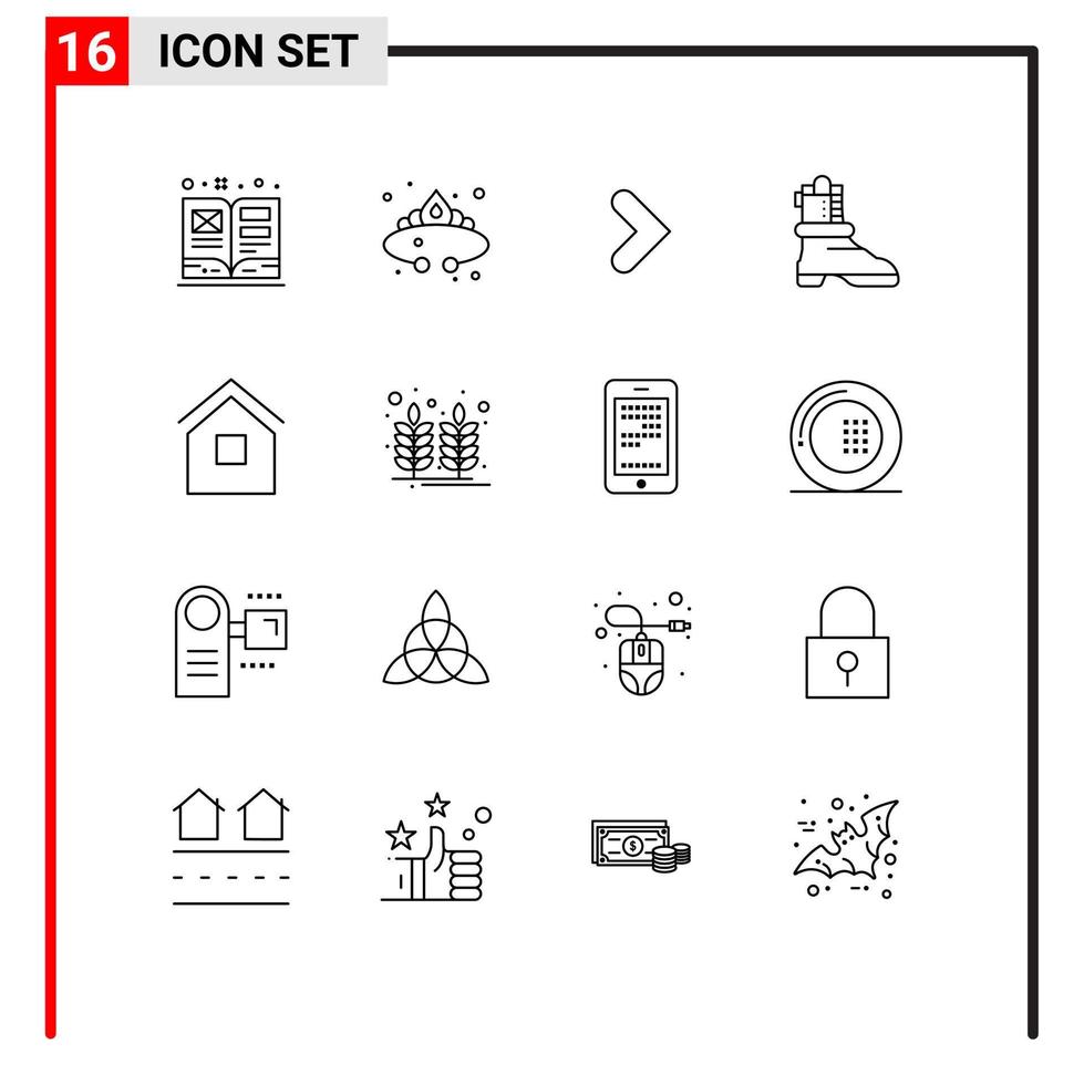 paquete de iconos de vector de stock de 16 signos y símbolos de línea para elementos de diseño de vector editables de dirección de arranque de lujo americano en casa