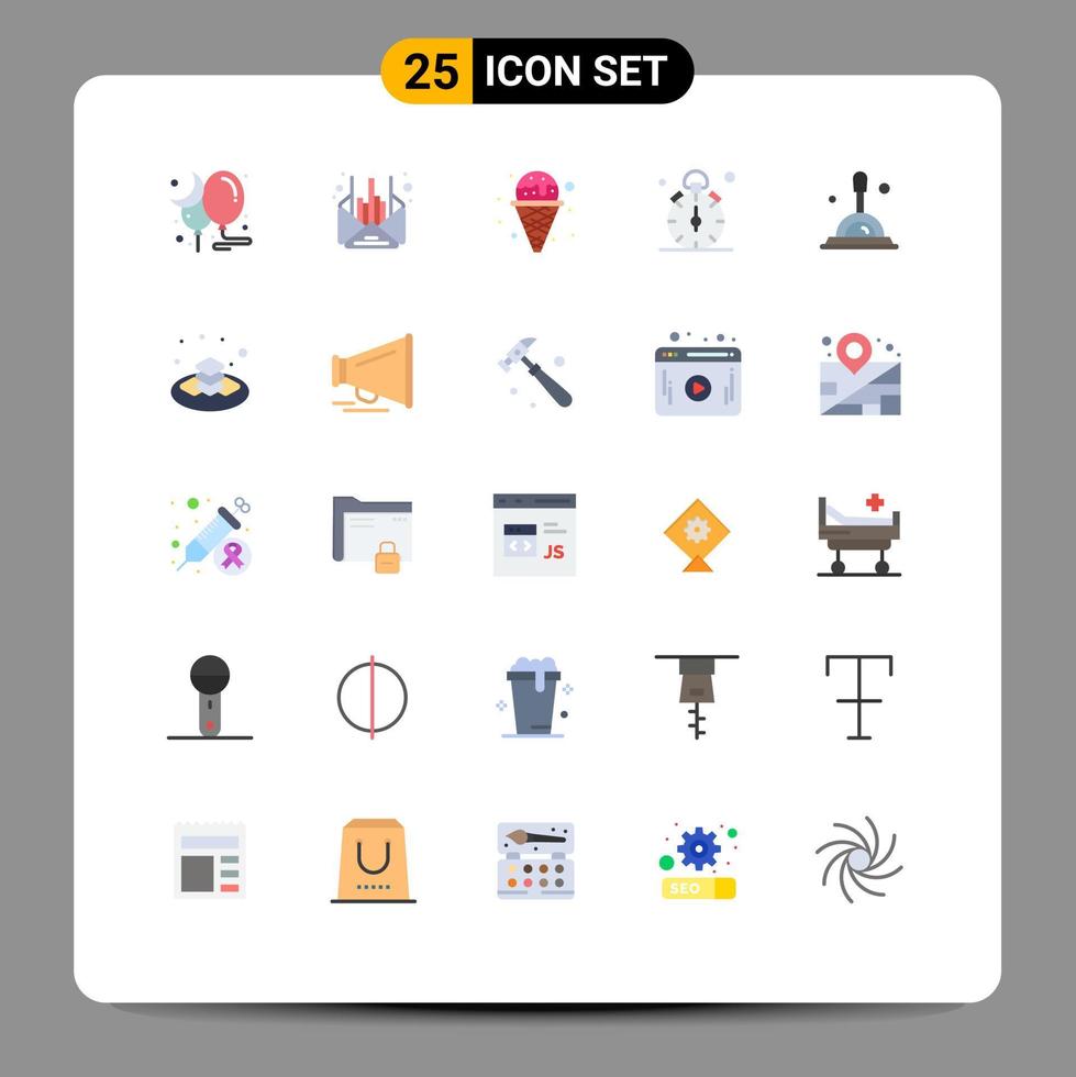 Modern Set of 25 Flat Colors Pictograph of search timer cream quarter watch Editable Vector Design Elements