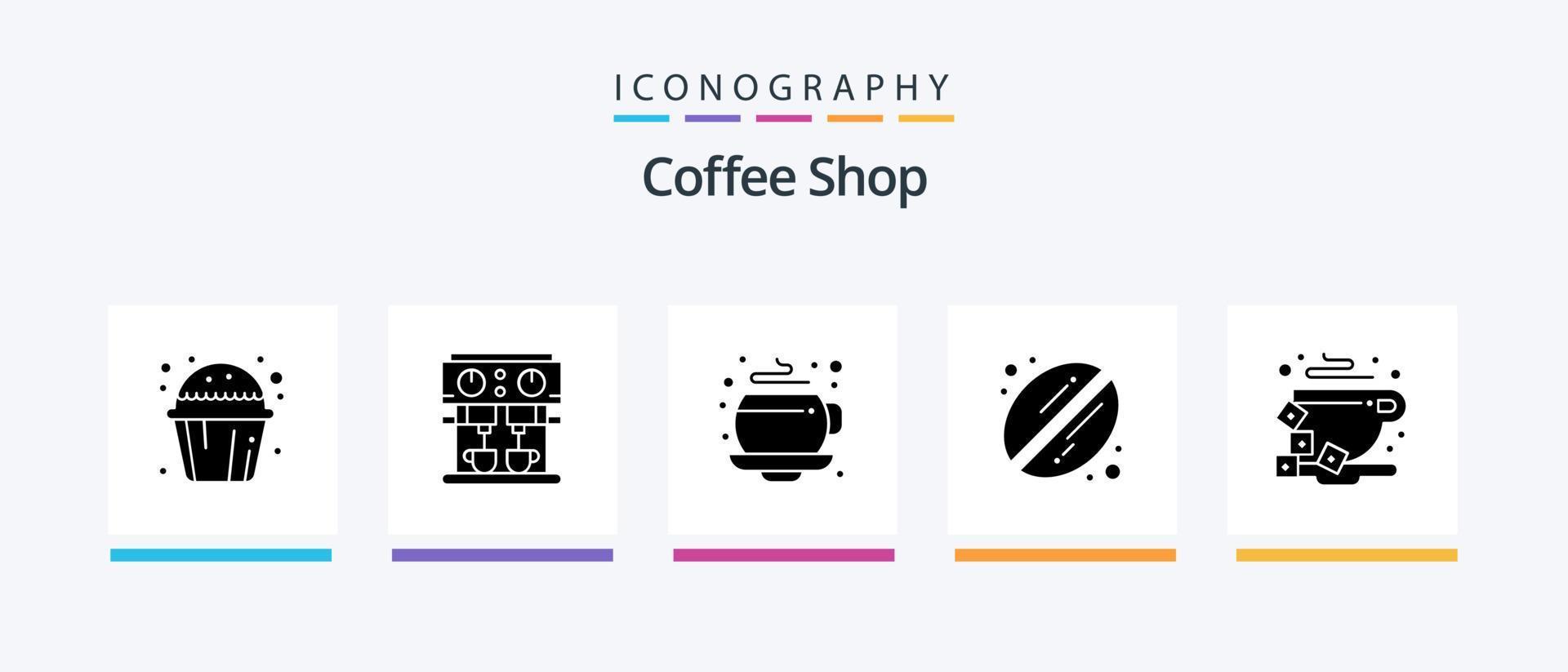 Coffee Shop Glyph 5 Icon Pack Including bean. coffee. coffee. break. coffee. Creative Icons Design vector