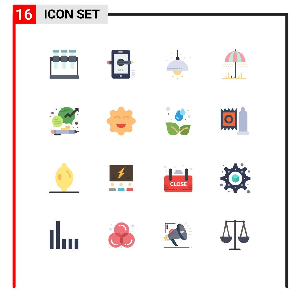 paquete de iconos de vector de stock de 16 signos y símbolos de línea para chat primavera clima en casa lluvia paquete editable de elementos creativos de diseño de vectores