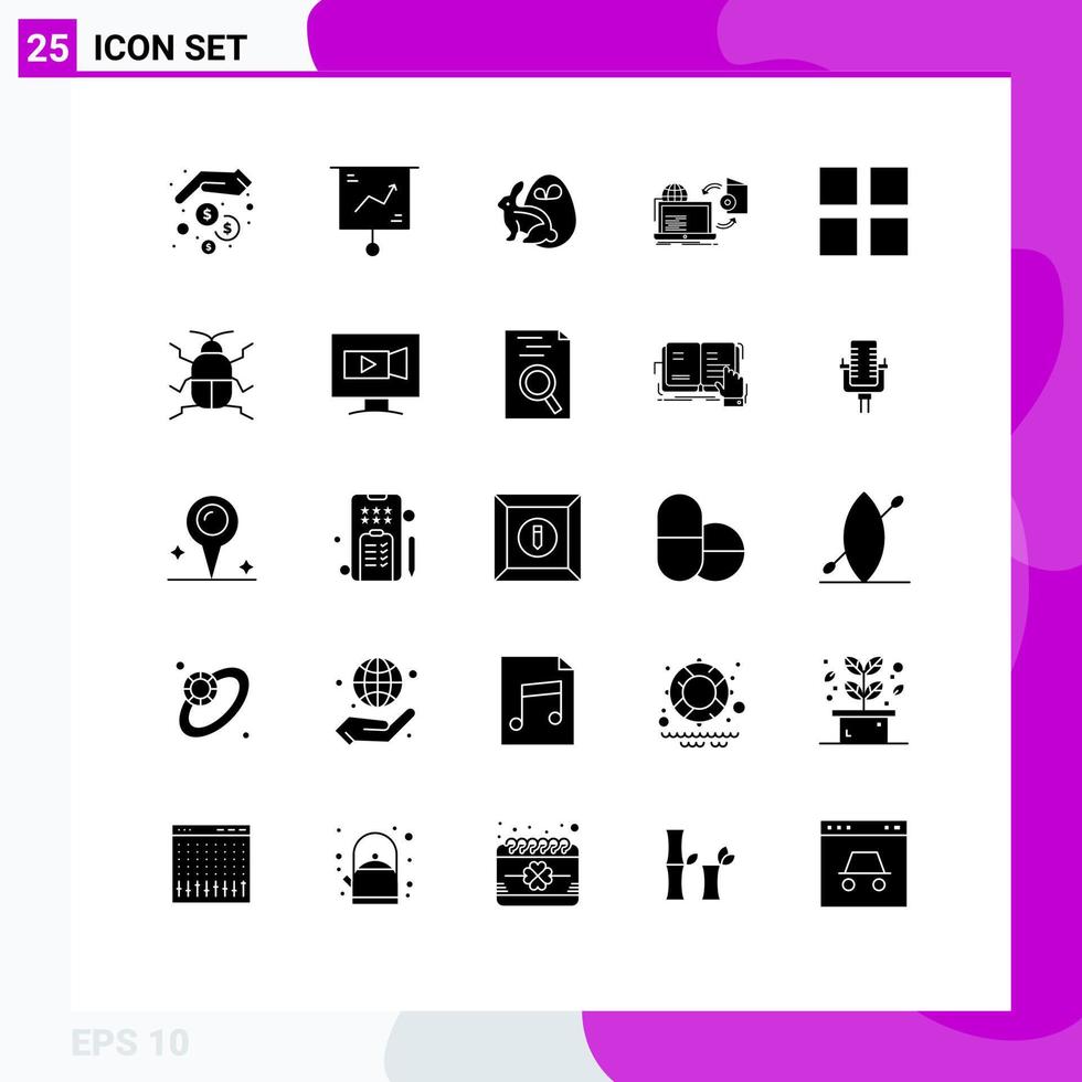 Set of 25 Modern UI Icons Symbols Signs for publishing game presentation online rabbit Editable Vector Design Elements
