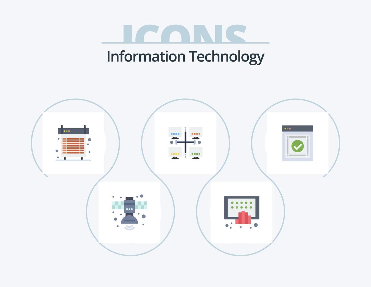 paquete de iconos planos de tecnología de la información 5 diseño de iconos. local. área. teléfono. sistema. ventilador vector