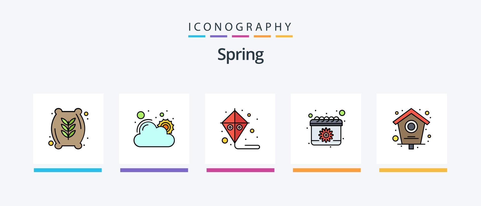 Spring Line Filled 5 Icon Pack Including growing hand. plant. palisade. leaf. soap. Creative Icons Design vector