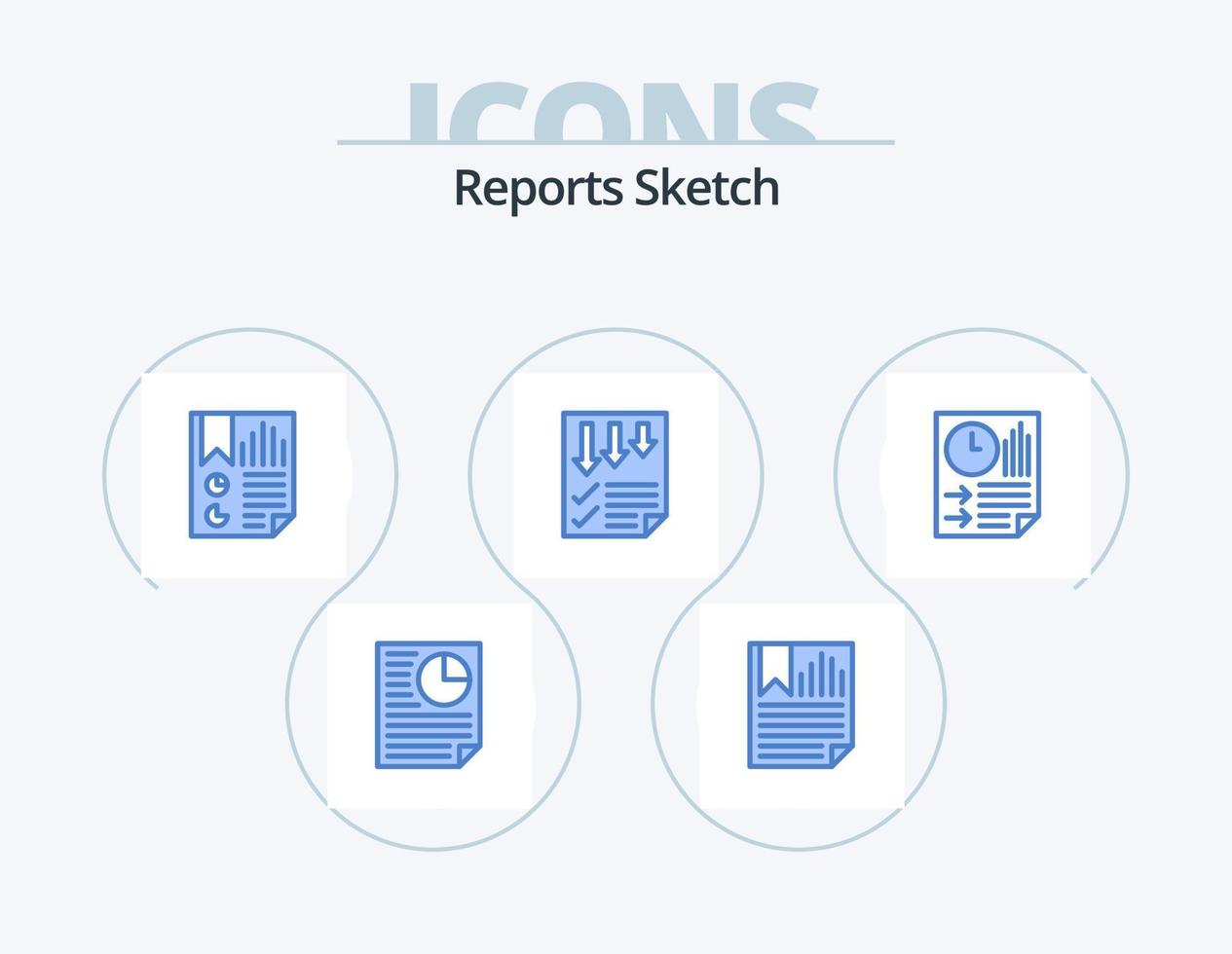 informes sketch blue icon pack 5 diseño de iconos. papel. datos. informe. flechas página vector