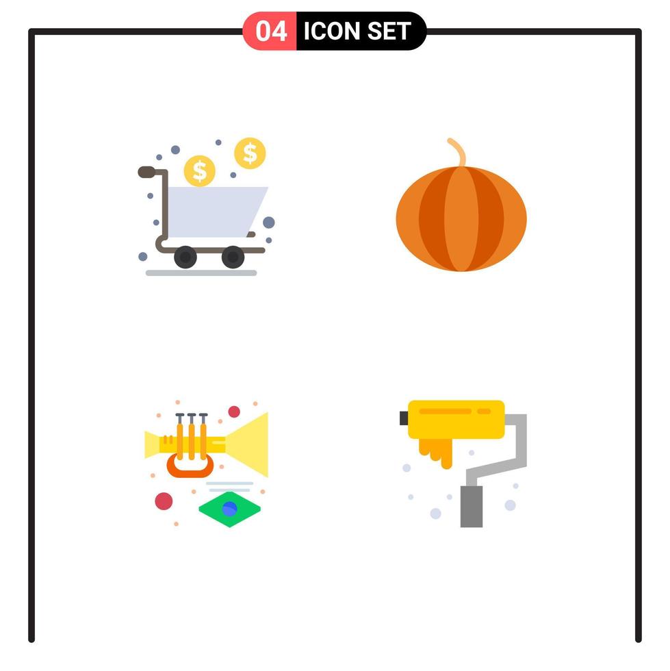 conjunto de pictogramas de 4 iconos planos simples de elementos de diseño vectorial editables de arte vegetal de producto de carnaval de caja vector