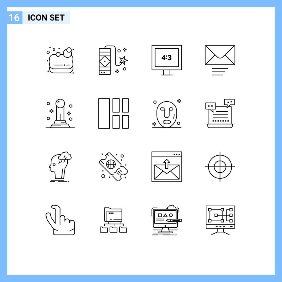 Pack of 16 creative Outlines of image pawn display finance send Editable Vector Design Elements