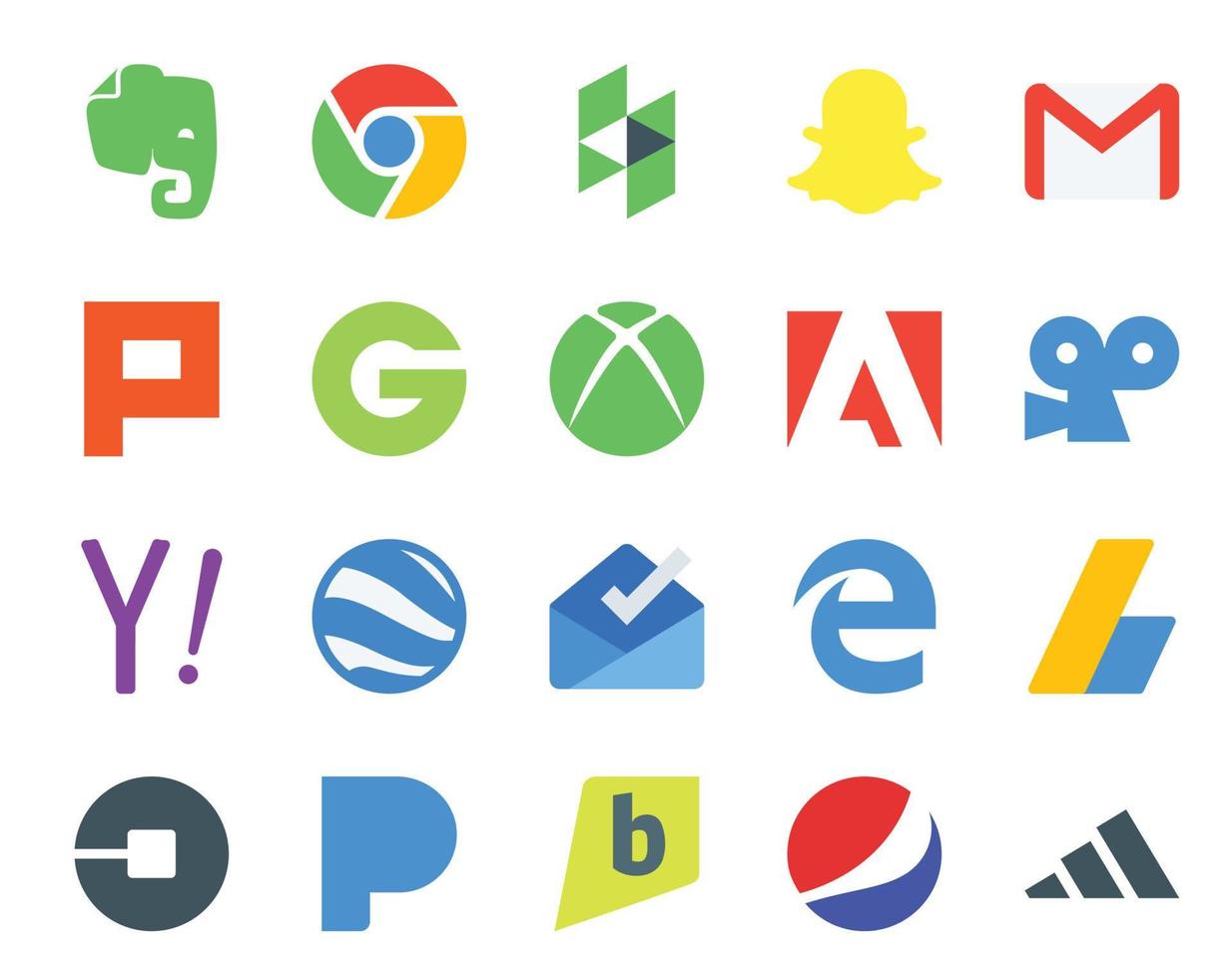 20 Social Media Icon Pack Including adsense inbox groupon google earth yahoo vector