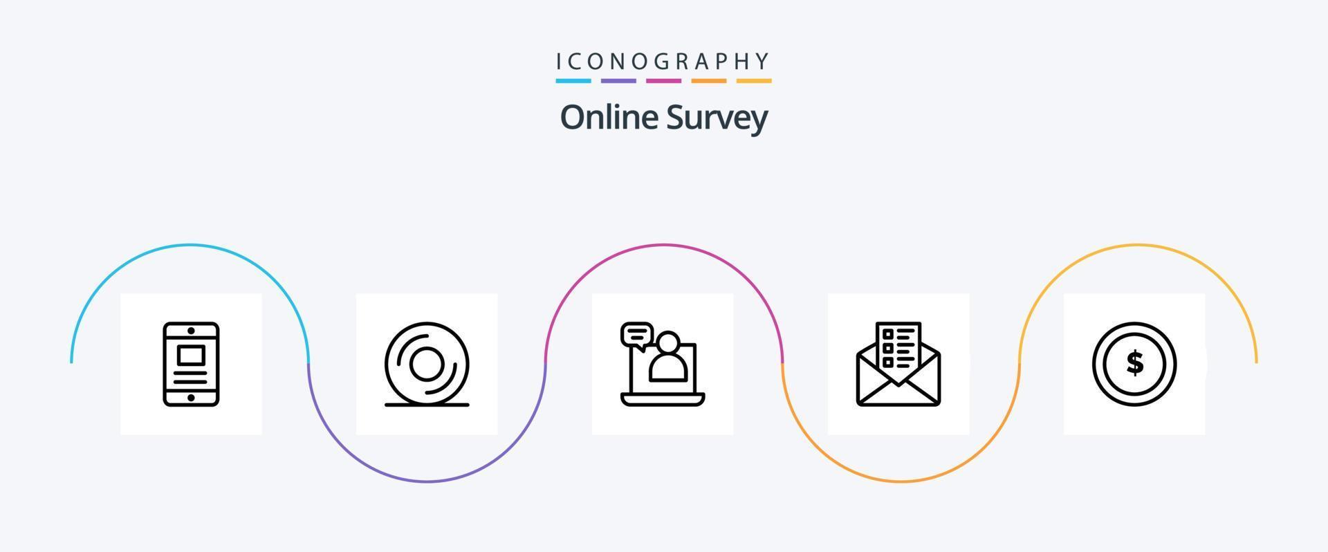 Online Survey Line 5 Icon Pack Including chat. business . disk. conversation vector