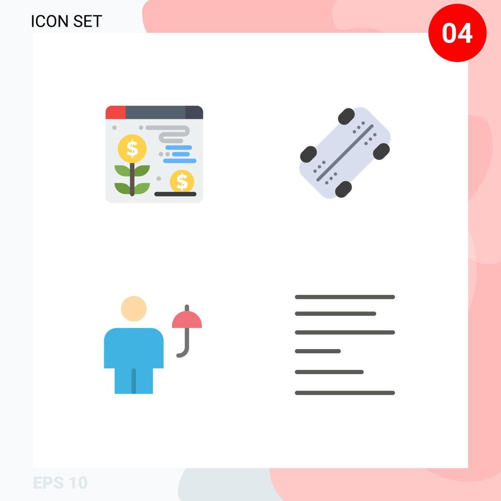 4 Thematic Vector Flat Icons and Editable Symbols of web protect skate avatar align Editable Vector Design Elements