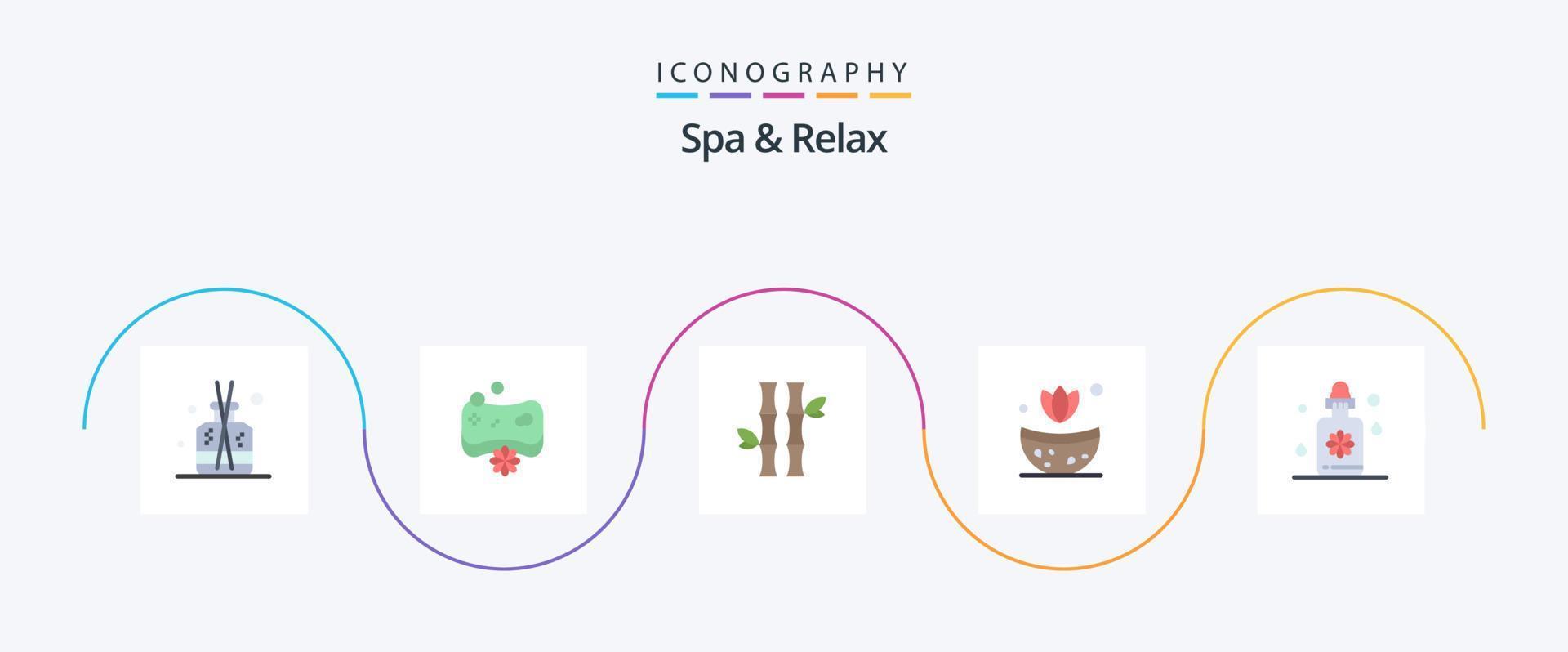 Spa And Relax Flat 5 Icon Pack Including treatment. herb. bamboo. spa. natural vector