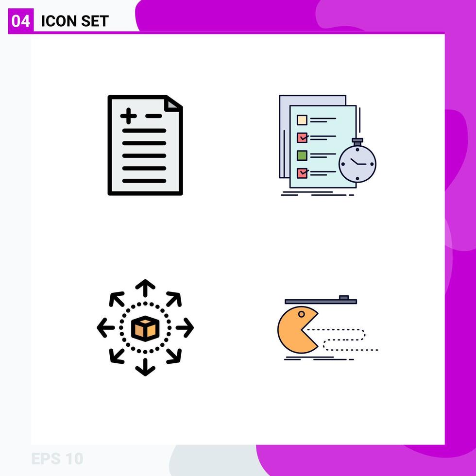 User Interface Pack of 4 Basic Filledline Flat Colors of comparison eshop todo check shopping store Editable Vector Design Elements