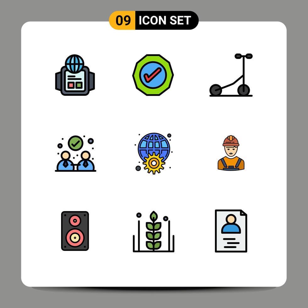 9 iconos creativos signos y símbolos modernos de web internet deporte globo asociación elementos de diseño vectorial editables vector