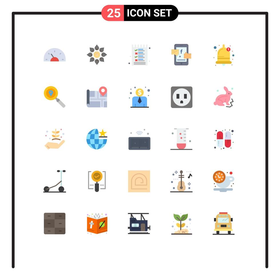Modern Set of 25 Flat Colors and symbols such as socil promotion promotoin diwali options list Editable Vector Design Elements