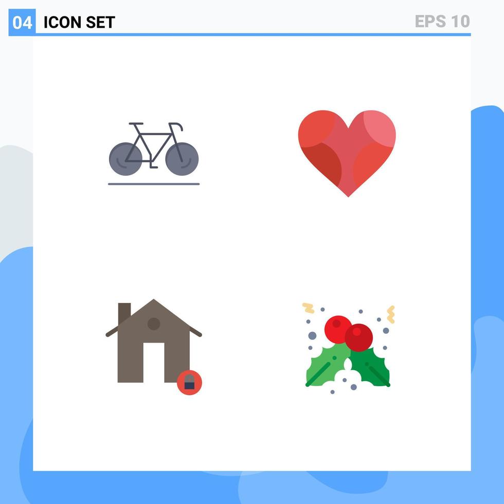 User Interface Pack of 4 Basic Flat Icons of bicycle buildings sport favorite house Editable Vector Design Elements