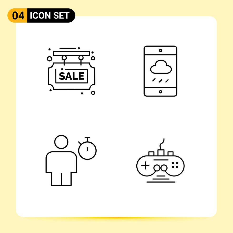 Modern Set of 4 Filledline Flat Colors and symbols such as info avatar sale board cloud human Editable Vector Design Elements
